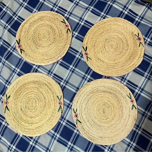 vintage woven straw coasters and placemats set - Picture 9 of 9